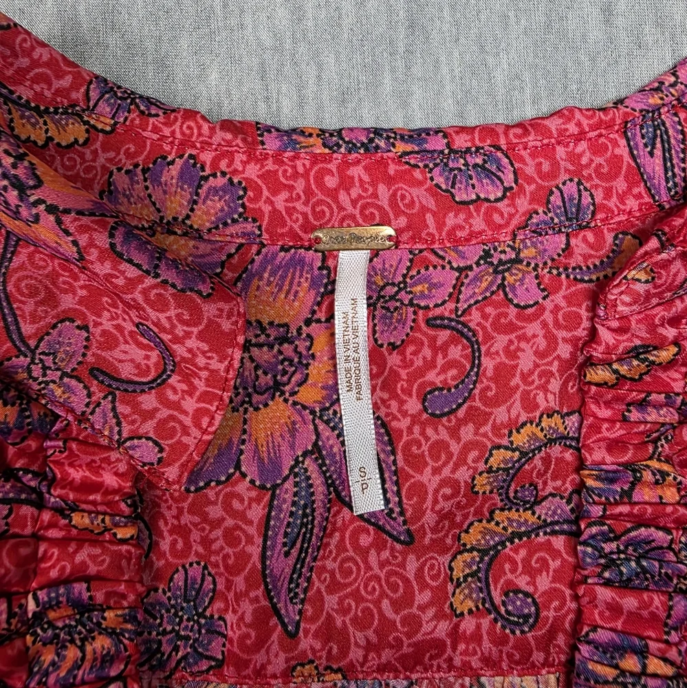 Free People Floral Red Crop Top